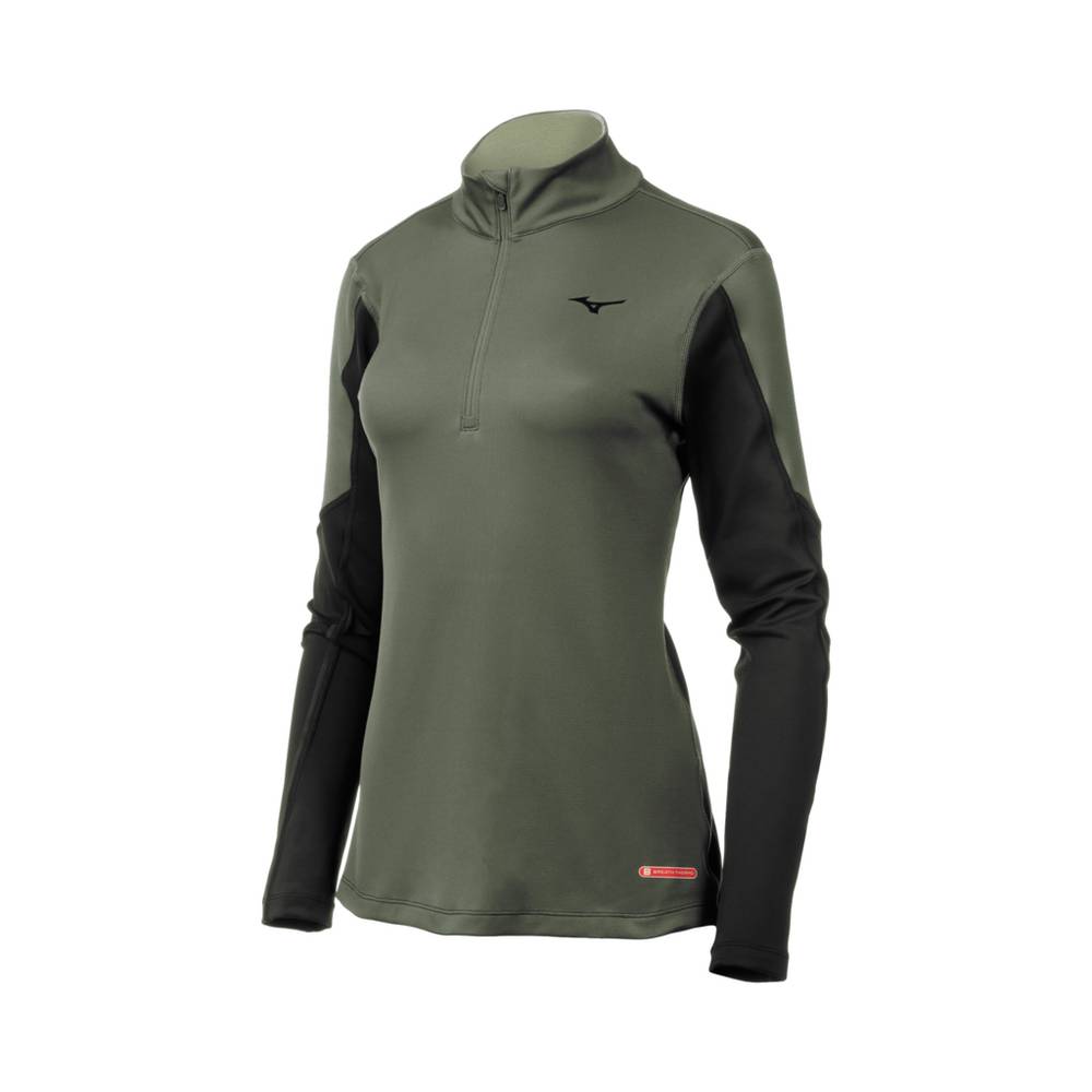 Base Layer Mizuno Breath Thermo® Half Cerniera Donna - Verdi/Nere - 54721-NGMK